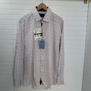 NEW Azaro Uomo XL Stretch Shirt Long Sleeve Button Front